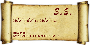 Sörös Sára névjegykártya